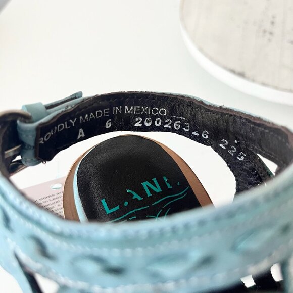 Lane Robin Mule Blue Leather Womens 6 Cowgirl Western Short Ankle Cowboy Boots - Picture 9 of 11